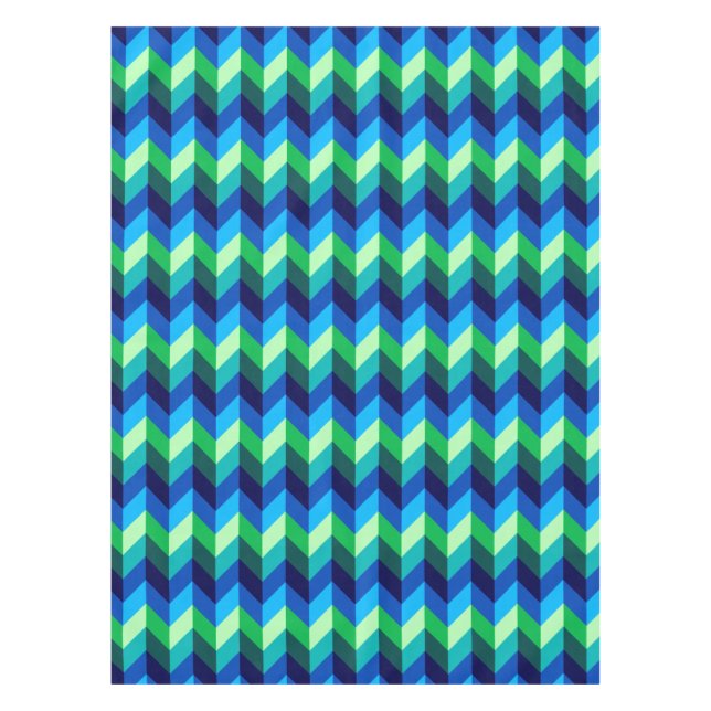 Blue Green Ombre Chevrons Small Tablecloth Tischdecke (Vorderseite)