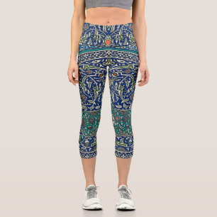 Blue Green Orange Aquamarines Verziertes arabische Capri Leggings
