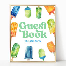 Blue Green Orange Popsights Guest Book Table Sign Poster
