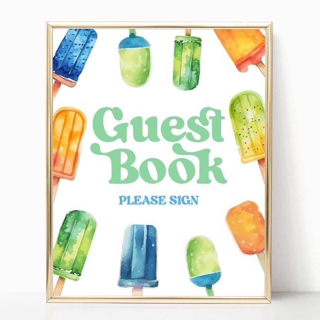 Blue Green Orange Popsights Guest Book Table Sign Poster (Von Creator hochgeladen)