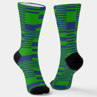 Blue Green Patchwork Stripes Design Socken