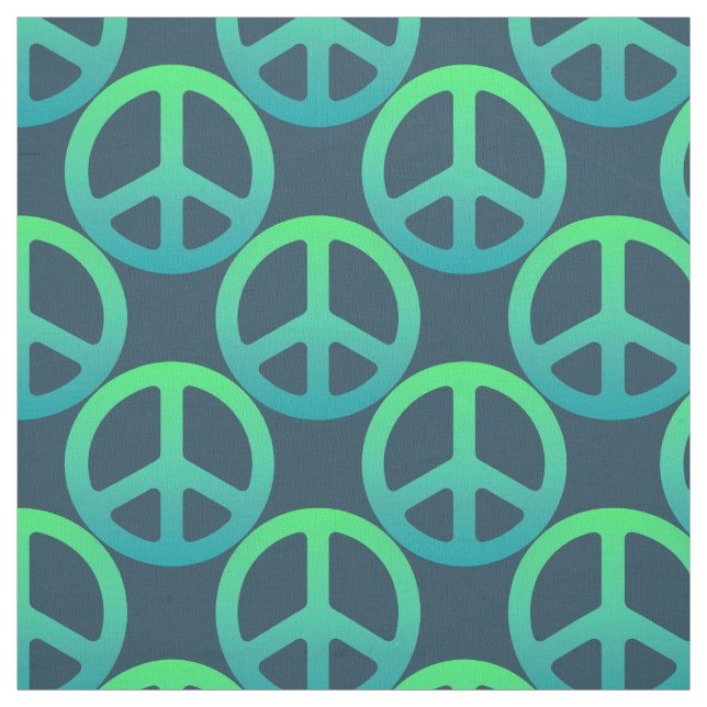 Blue Green Peace Sign Stoff (Muster)