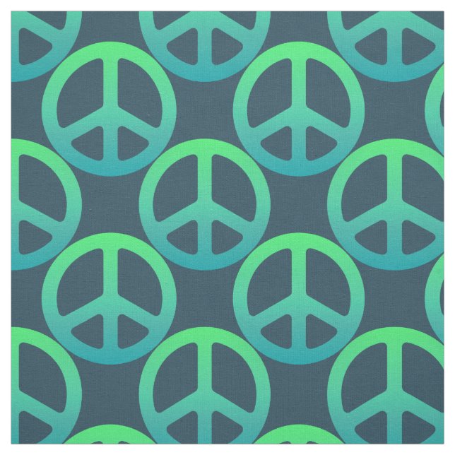 Blue Green Peace Sign Stoff (Muster)