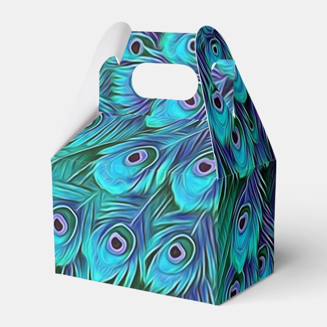 Blue Green Peacock Favor Box Geschenkschachtel (Vorderseite)