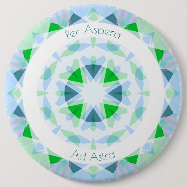 Blue Green Per Aspera Ad Astra Stars Motivierend Button (Vorderseite)