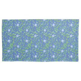 Blue Green Periwinkle Floral Pattern auf Royal Blu Kissenbezug