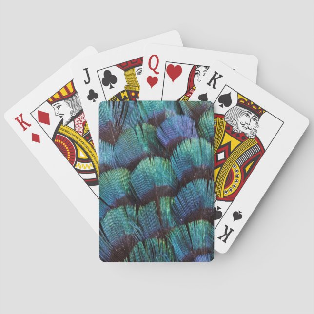 Blue-green pheasant feather design spielkarten (Rückseite)