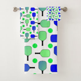Blue & Green Pickleball Paddle Green Pickleballs Badhandtuch Set