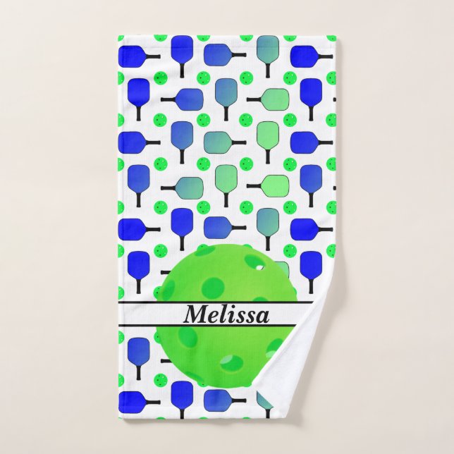 Blue & Green Pickleball Paddles Green Personalisie Handtuch (Handtuch)
