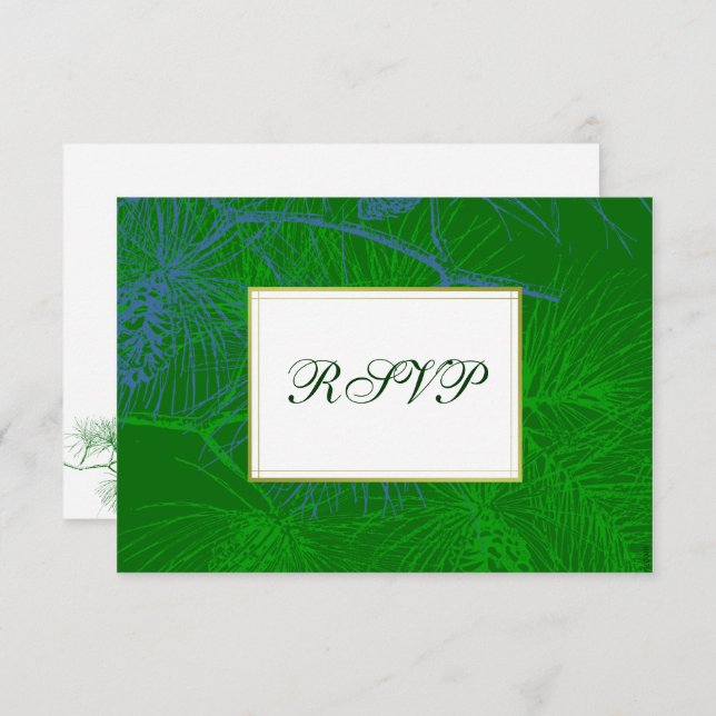 Blue Green Pine Custom RSVP Cards (Vorne/Hinten)