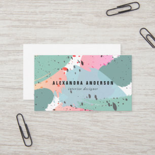 Blue Green Pink Brush Schlaganke Business Card Visitenkarte