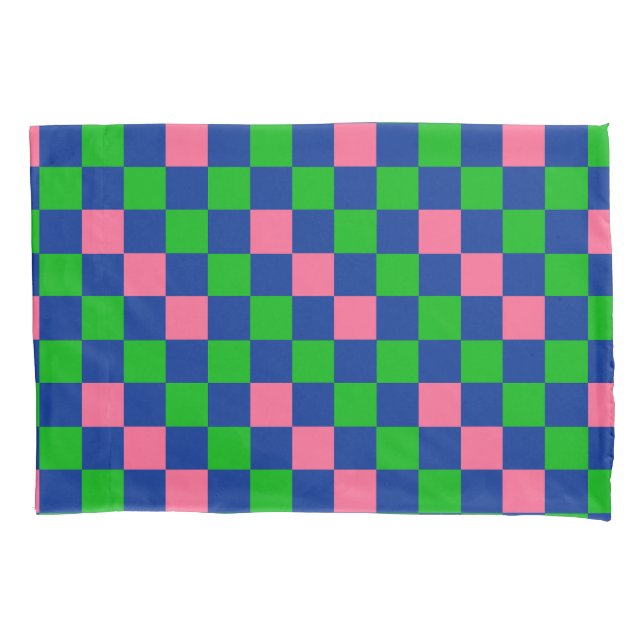 Blue Green Pink Checkered Pattern Design  Kissenbezug (Vorderseite)
