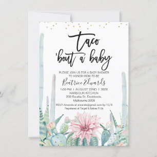 Blue Green Pink Taco Bout Eine Baby-Dusche Einladung