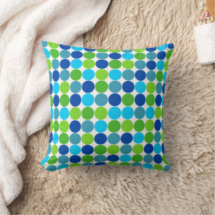 Blue Green Polka Dot Designer Pillow Kissen