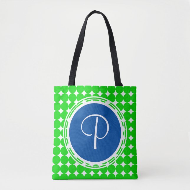Blue & Green Polka Dot Monogram (Vorderseite)