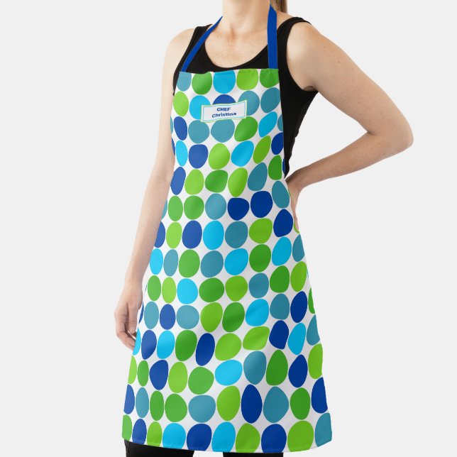 Blue Green Polka Dot Pattern Schürze (InSitu)