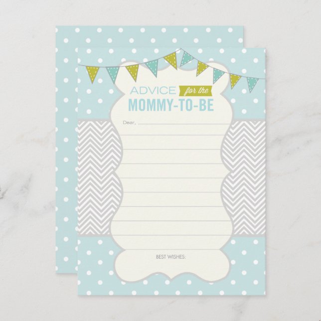 Blue Green Polka Dots Baby Duschberatungskarte Hinweiskarte (Vorne/Hinten)