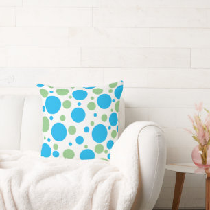Blue Green Polka Dots Kissen