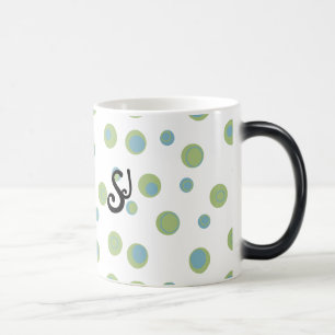 Blue Green Polka Dots Mit Monogramm Verwandlungstasse