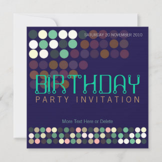 Blue Green Pop Dots Party Geburtstagsfeier Einladu Einladung