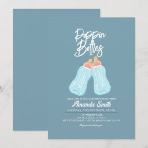 Blue Green Poppin Flaschen Babydusche Einladung
