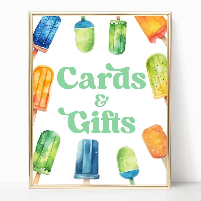 Blue Green Popsiary Party Cards & Gifts Table Sign Poster (Von Creator hochgeladen)