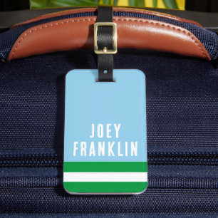 BLUE GREEN Preppy Personalisiert Backpack Gepäckanhänger