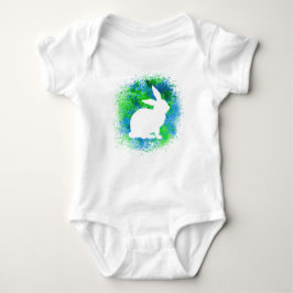 Blue Green Rabbit Baby Strampler