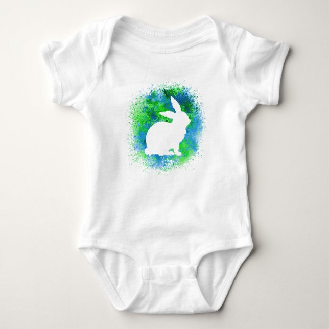 Blue Green Rabbit Baby Strampler (Vorderseite)