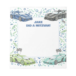 Blue Green Race Auto Supercar Personalisiert Mitzv Notizblock
