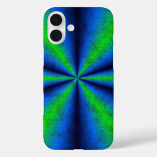Blue Green Rainbow in Elephant Skin Leather Optik iPhone 16 Plus Hülle
