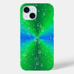 Blue Green Rainbow in Elephant Skin Leather Optik iPhone 15 Hülle