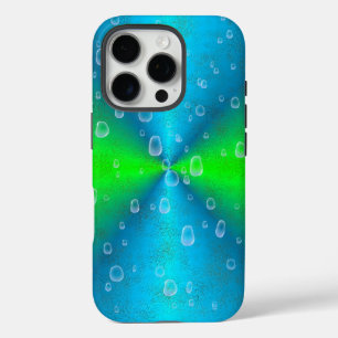 Blue Green Rainbow in Elephant Skin Leather Optik iPhone 16 Pro Hülle