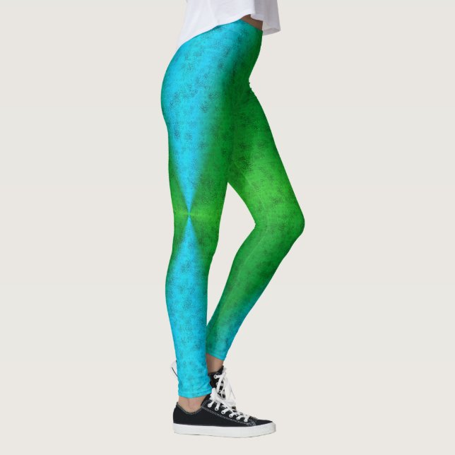 Blue Green Rainbow in Elephantenskin Letheroptik Leggings (Rechts)
