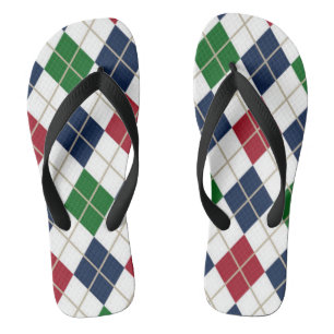 Blue Green Red White Raute Flip Flops