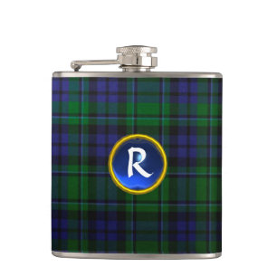 BLUE GREEN SCOTTISH TARTAN SAPPHIRGEM MONOGRAM FLACHMANN