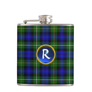 BLUE GREEN SCOTTISH TARTAN SAPPHIRGEM MONOGRAM FLACHMANN