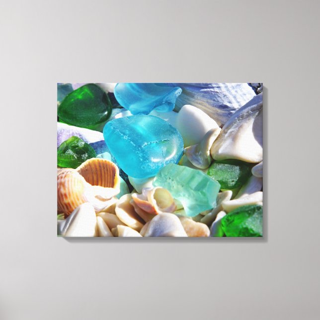 Blue Green Sea Glass Art Prints Leinwand Beach Coa (Vorderseite)