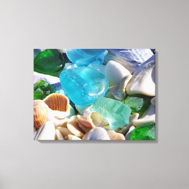 Blue Green Sea Glass Art Prints Leinwand Beach Coa (Vorderseite)