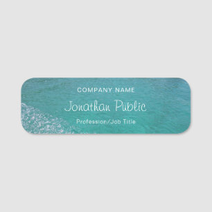 Blue Green Sea Water Calliation Script Aqua Namensschild