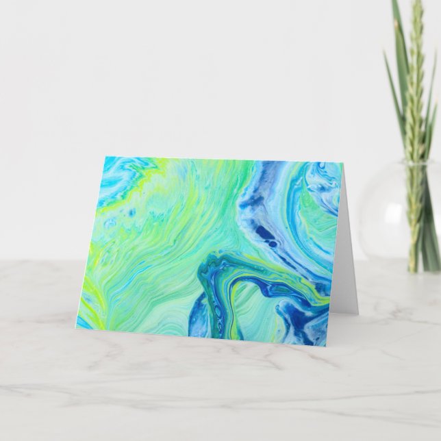 Blue Green Seascape Acrylic Fluid Art Karte (Vorderseite)