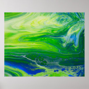 Blue Green Seascape Akrylic Pour Art Poster
