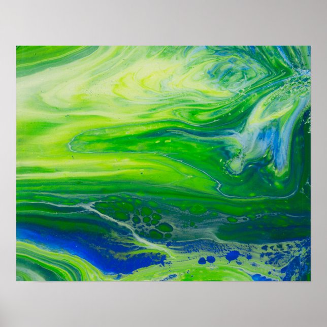 Blue Green Seascape Akrylic Pour Art Poster (Vorne)