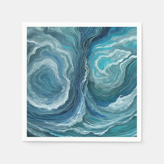 Blue Green Serenity Abstrakt Serviette (Vorderseite)