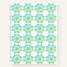 Blue Green Snowflakes Spiral Notebook Notizbuch