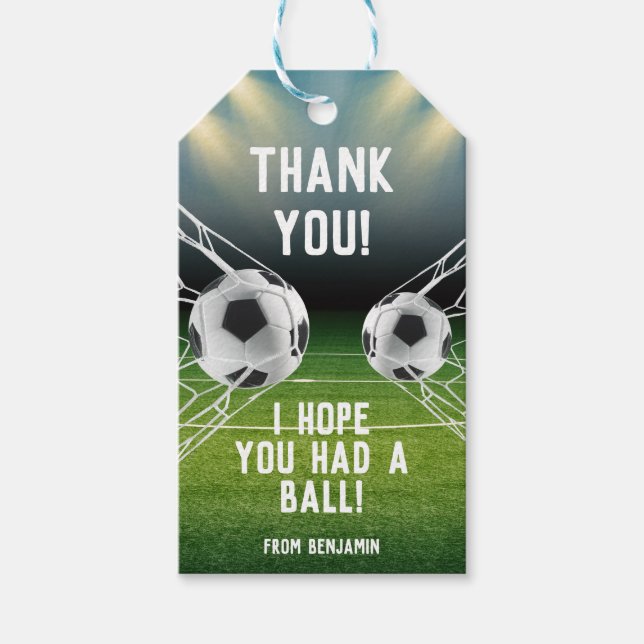 Blue Green Soccer Stadium Sportthema Geburtstag Geschenkanhänger (Vorderseite)