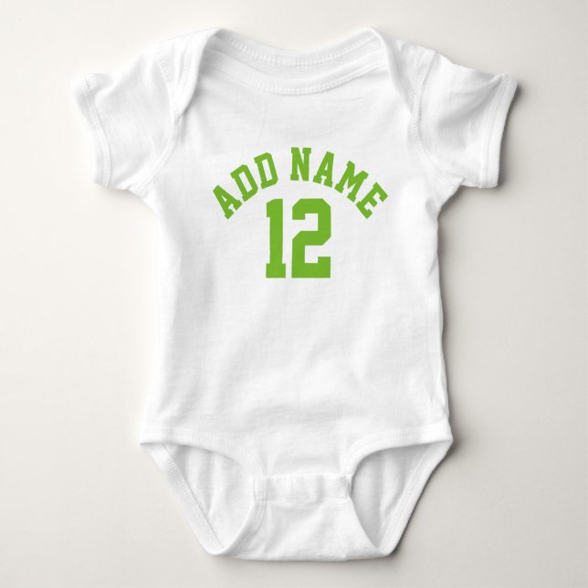 Blue & Green Sports Jersey Individuelle Name Numbe Baby Strampler (Vorderseite)