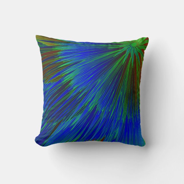 Blue Green Star Burst Kissen (Vorderseite)
