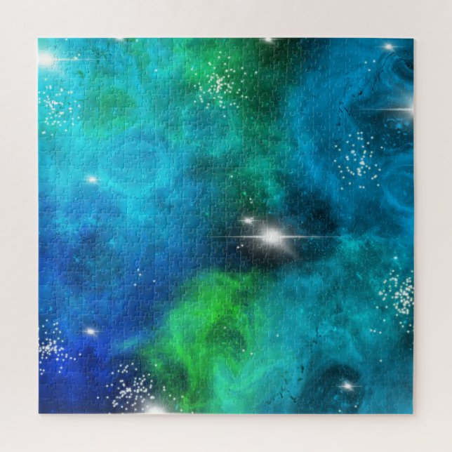Blue Green Star Nebula Space Galaxy Universe Puzzle (Vertikal)