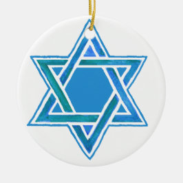 Blue Green Star von David Watercolor auf White Keramikornament